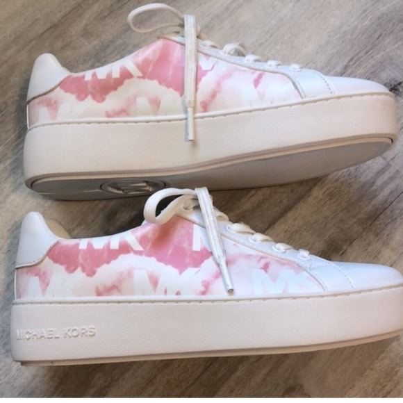 Michael Kors Pink White Platform Tennis Shoes Sneakers Size 6.5 - Picture 6 of 9